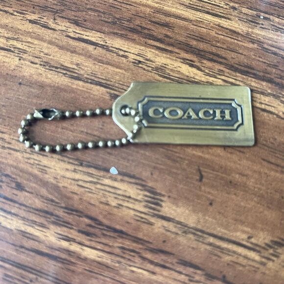 Coach New York Gold Tone Tag Brass for Bags Purses Keychain Authentic - Picture 1 of 6